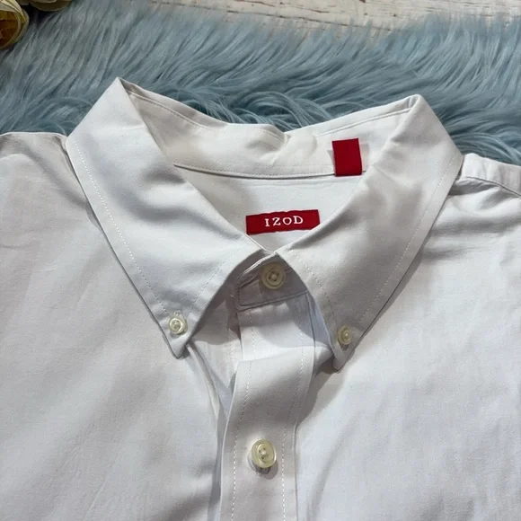IZOD Cotton White Pocket Long Sleeve Button Down Shirt sz 4XLT - Picture 2 of 11